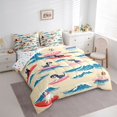 thumbnail image 2 of Homewish Cartoon Pet Dog 7-Piece King Bedding,Ocean Wave Surfboard King Bed in a Bag,Beige,Colorful Stars Reversible, 2 of 8