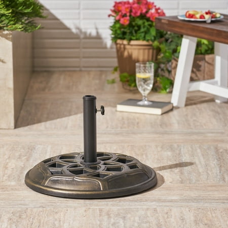 Outdoor 44lb Concrete Circular Umbrella Base, Bronze