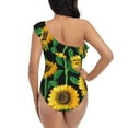thumbnail image 5 of Picia Sunflower 1 Pattern Women's One Piece Swimsuits,One Shoulder Swimwear Asymmetric ,Ruffle Monokinis Bathing Suits,High Waisted Flattering Bathing Suits-Medium, 5 of 8
