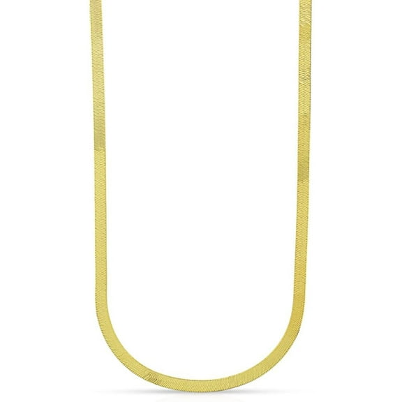 925 Sterling Silver 2.5mm - 11.5mm Herringbone Chain, FREE Microfiber Cloth, Yellow Gold Plated Flat Imperial Link Mens Womens Necklace, Giorgio Bergamo