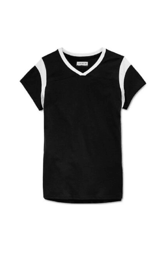 Girls' Athletic V-Neck Top, Black, Size S, MSRP $22