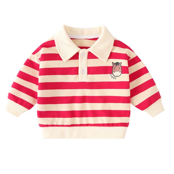 Gibobby Blusas Para Niñoses Niños Niños Niño pequeño Bebé Niños Niñas Manga larga Lindo Patchwork de dibujos animados a rayas Sudadera Blusa Tops Trajes Ropa(Rojo, 12-18 Meses)