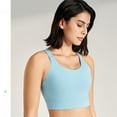 thumbnail image 2 of Xfvqtps Women Workout Bra Tank Top Back Buckle Cross Straps Solid Color Fit High Impact Push up Sports Bra Built-in Bra Crop Top Light Blue, 2 of 7