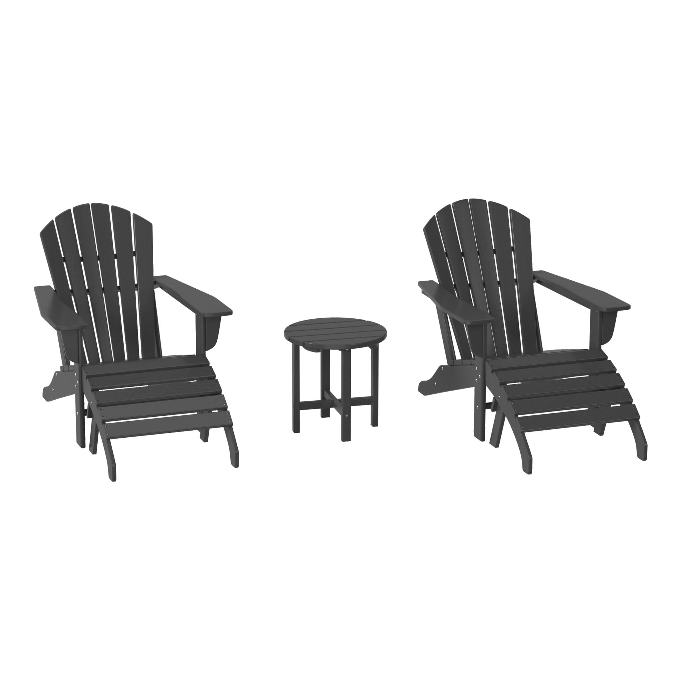 WestinTrends Dylan Outdoor Adirondack Chair With Ottoman And Side Table 5-Piece Set, Gray