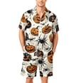 thumbnail image 2 of DORKASM Halloween Matching Pajamas for Men Pj Sets Bat Pumpkin Print Button Down Sleepwear White S, 2 of 4