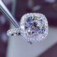 thumbnail image 2 of 3Ct Cushion Lab Created Diamond Halo Engagement Ring 14K White Gold Plated, 2 of 2