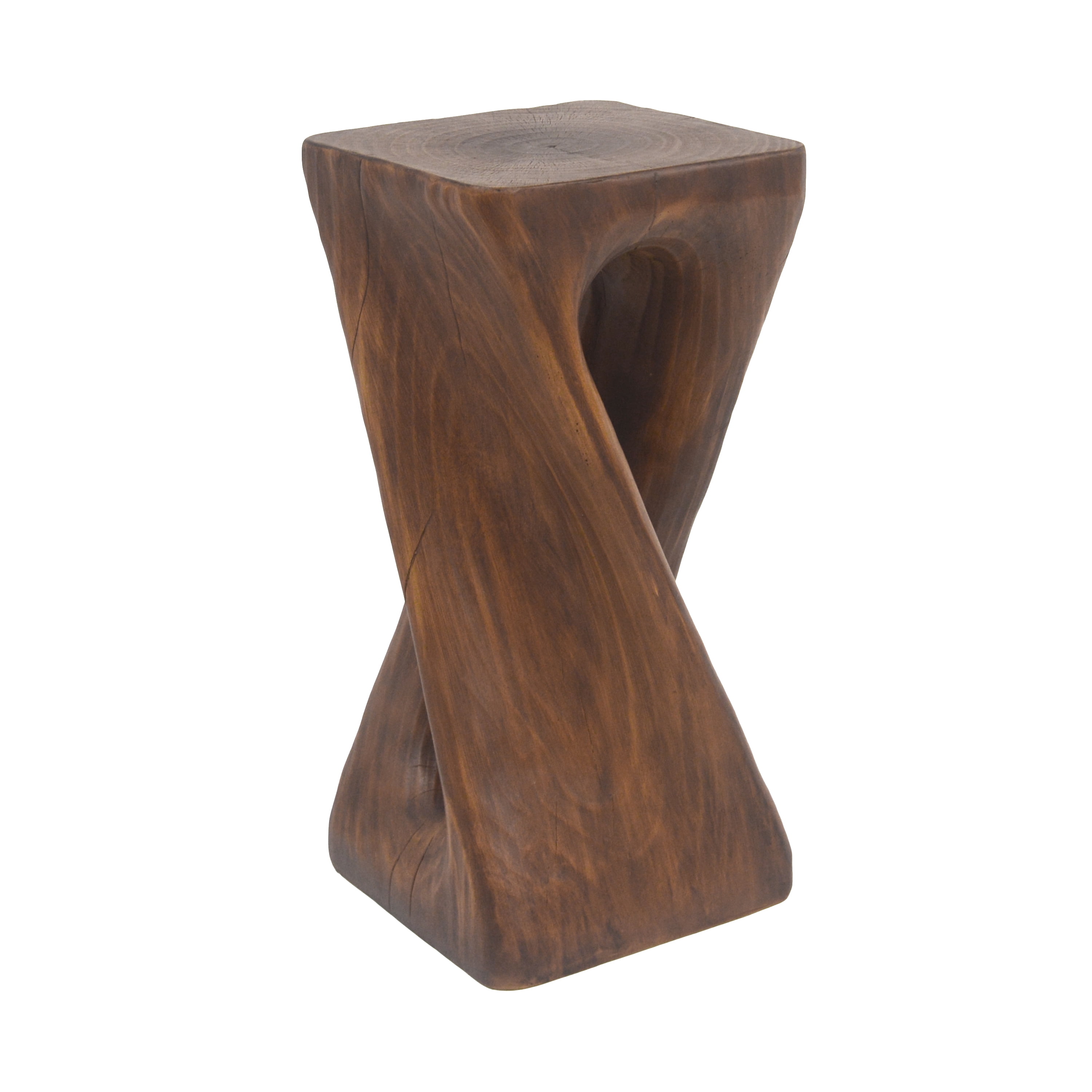 Twist Shape Side Table, Outdoor Lightweight Concrete End Table for Patio Balcony Garden, Antique Brown