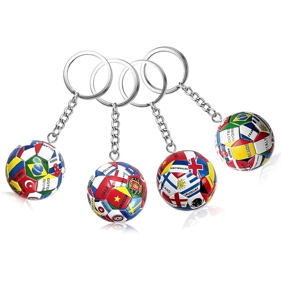 Yanonmyfd 4pcs 2026 World Cup Soccer Keychain,National Flag Soccer Ball Key Chain with Metal Ring,Backpack Charm & Sports Gift for Men,Durable Daily Use Football Accessories