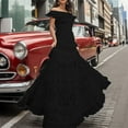 thumbnail image 2 of Zshosam Women's Off Shoulder Lace Maxi Dress Boho Wedding Guest Bridesmaid Beach Gowns(Black,M), 2 of 5
