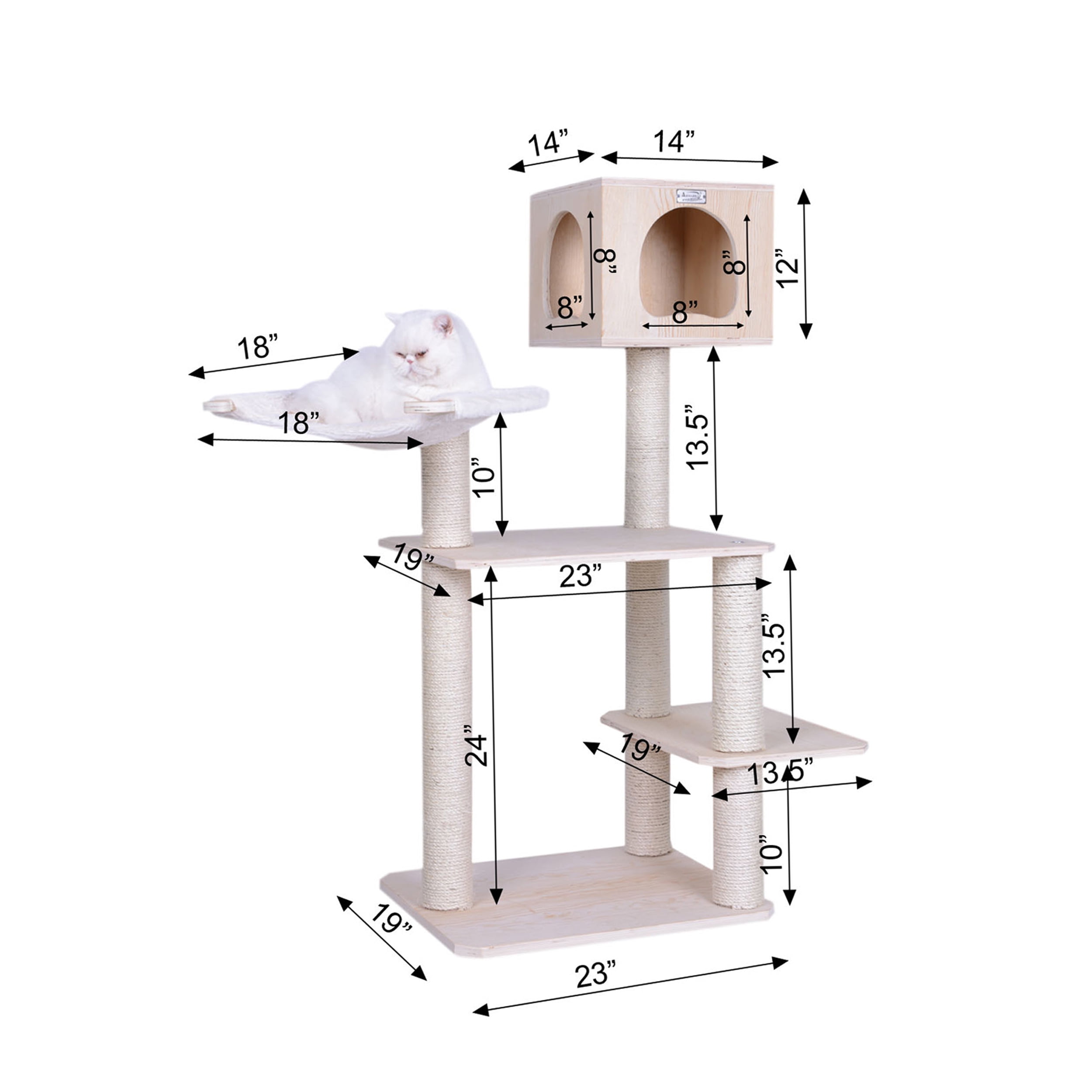 Armarkat Model Premium Scotch Pine, Solid Wood Cat Tree, 50" Tall S5103
