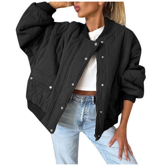 Dpytoraw Women's Solid Color Zippered Hooded Sweater Cozy Long Sleeve Winter Jacket With Button Detail