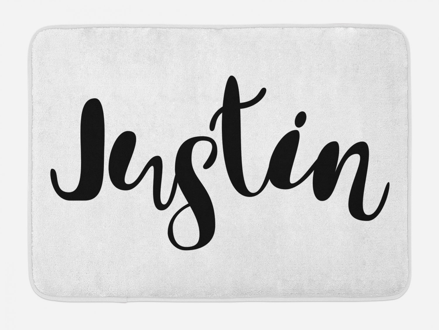 Mat Lettering Justin Bath Mat, Modern Calligraphy with Popular Male Name Monochrome ...