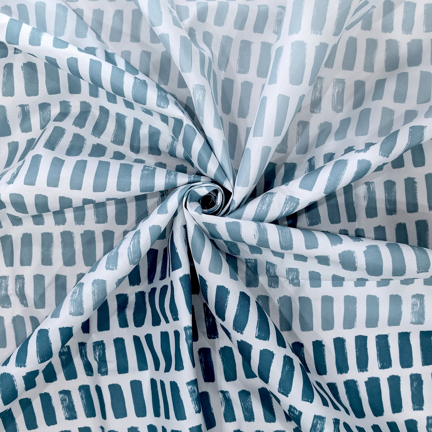 Mainstays 16-Piece Ombre Stripe Shower Curtain Bathroom Set – Blue Fabric Curtain with Rug, Hooks, Soap Dispenser & Tray
