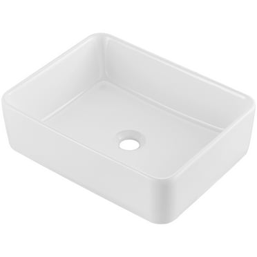 KFFKFF Rectangular Basin, 19" x 14.7" Countertop Sink, White Ceramic for Above Counter Use, Contemporary Design, Lustrous and Sophisticated, Securely Packaged for Bathrooms, Hotels, Restrooms, RVs