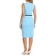 thumbnail image 3 of Vestido de tubo sin mangas INSPIRE CHIC para oficina de mujer, con cuello redondo, ceñido a la cintura, vestido de lápiz de negocios L azul cielo, 3 of 6