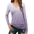 thumbnail image 3 of PIWHJQK Women Long Sleeve Dressy Casual Shirts Women Long Sleeve V Neck Solid Slim Style Pullover Top Women Blouses, 3 of 8