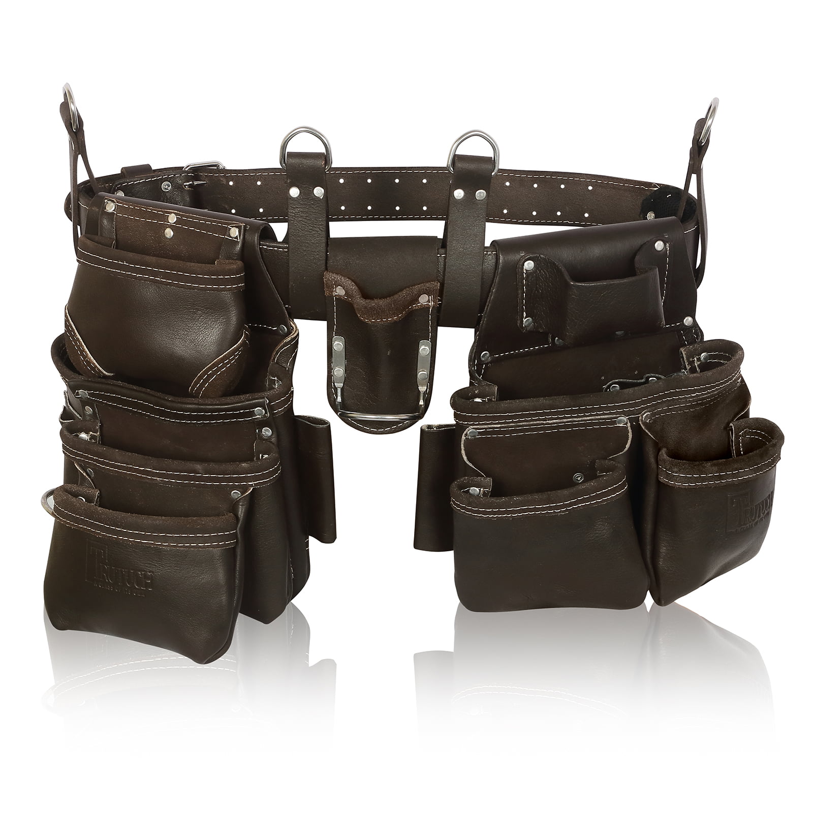 Trutuch Brown Leather Tool Belt | Pouch Bag | 17 Pockets | Tool Pouch | Carpenter | Construction | Framers | Electrician, Men's, Size: Large