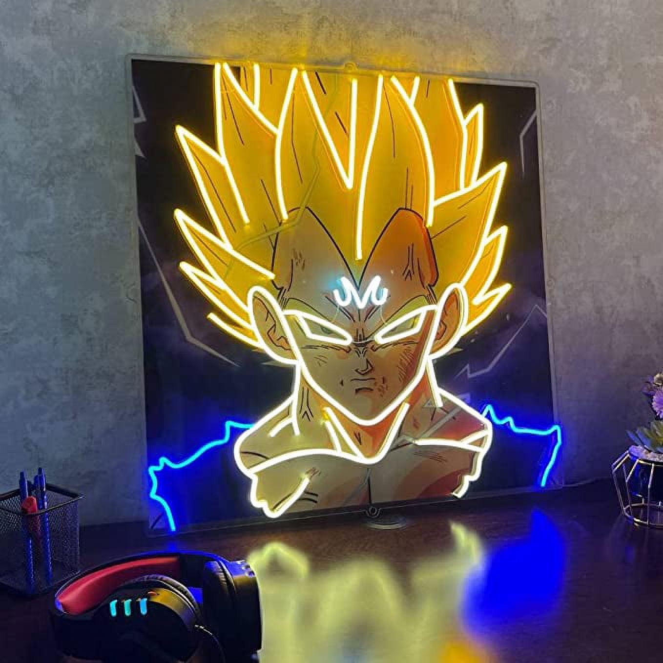 EPOCHSI Anime Songoku Neon Sign, UV Printed LED Sign 20 x 20 inches, Gaming Decor for Boys,Kids With Dimmer Switch and Power Adapter