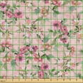 thumbnail image 2 of Ambesonne Flower Print Fabric by the Yard Upholstery, Blurry Spring Blossoms, 2 Yards, Rose Pink and Fern Green, 2 of 5