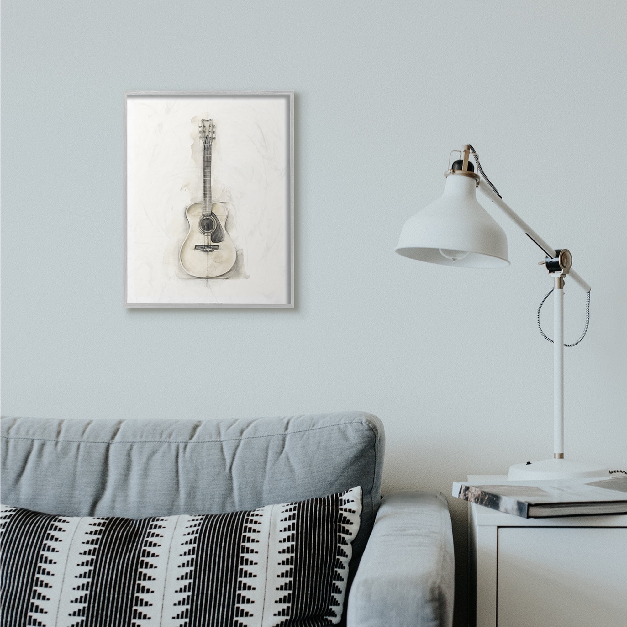 Stupell Home Décor Industries Acoustic Guitar Watercolor Drawing Framed Wall Art by Ethan Harper