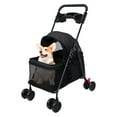 thumbnail image 5 of Lanzxjv 4 Wheels Dog Cat Stroller, Outdoor Travel Pet Folding Stroller, Dog Cat Cage Stroller with Cup Holder, Visible Window for Medium Small Dog, 5 of 7