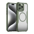 thumbnail image 1 of Brushed Carbon Fibre Full Lens Protect Case For iphone 16 Pro Max iphone16 Plus Magsafe Magnetic Wireless Charging Cover Green For iphone 16, 1 of 6