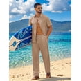 thumbnail image 3 of COOFANDY Mens White Outfit Summer Beach Outfits for Men Casual Short Sleeve Shirts and Pants Sets, 3 of 6