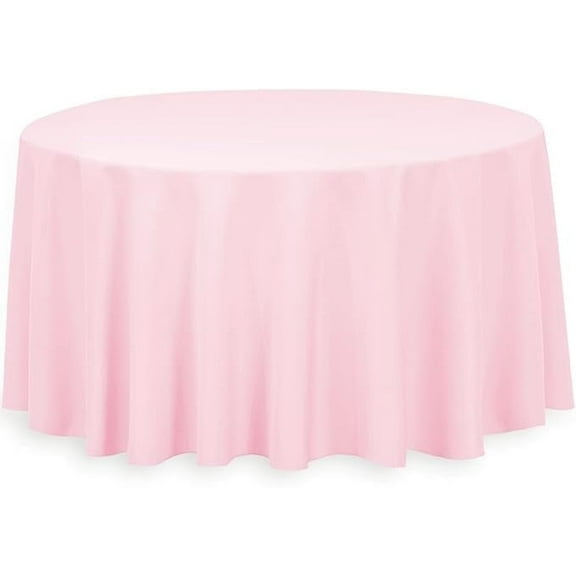 LTC Linens 120 in. Round Polyester Tablecloth - Pink for Wedding Party
