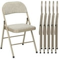 thumbnail image 1 of HOMCOM Chaises Pliantes en Métal avec Coussin en Lin Chaises Pliables Beige, 1 of 10
