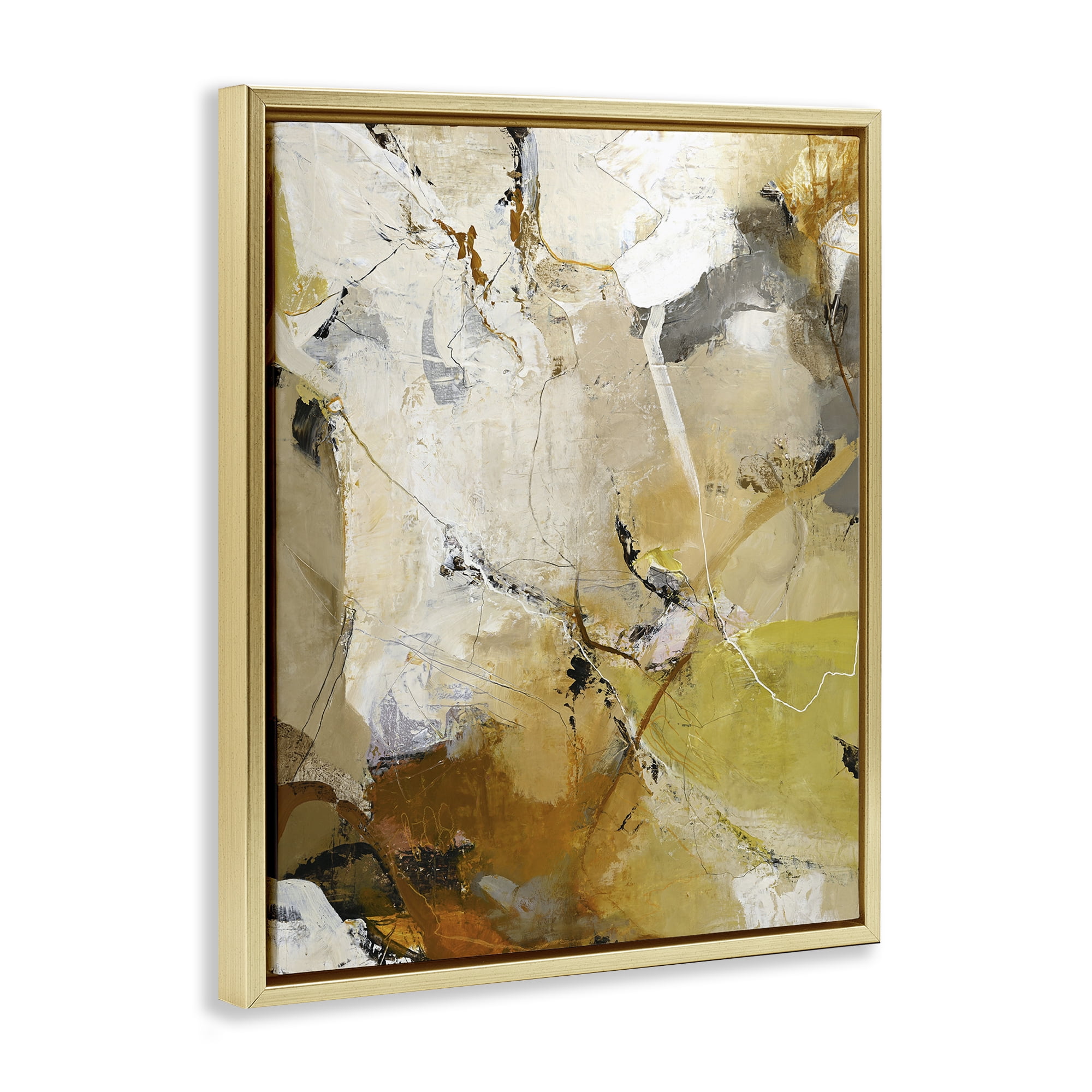 Stupell Industries Warm Earth Tones In Motion Gold Framed Floater Canvas Wall Art, design by Design Fabrikken