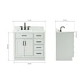 thumbnail image 3 of Ariel Hepburn 37 In. Left Offset Rectangle Sink Vanity With 0.75 In. Carrara White Countertop In Grey, 3 of 9