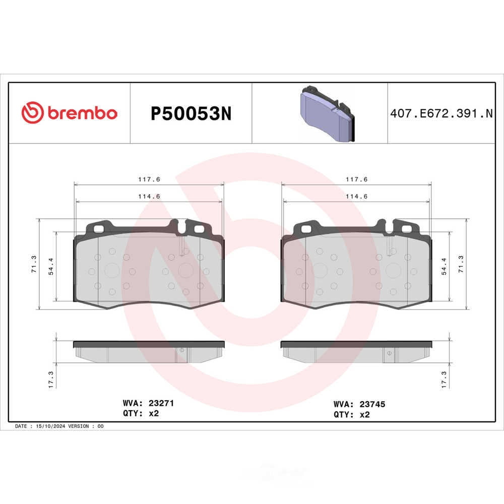 Brembo P50053N NAO BRAKE PADS Fits select: 2006 MERCEDES-BENZ E 350 WAGON, 2007-2009 MERCEDES-BENZ E 350