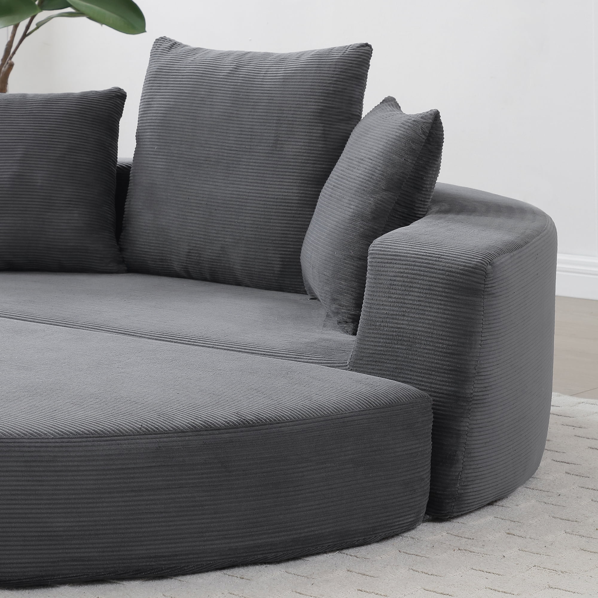 Leumius 2 in 1 Convertible Sofa Bed,Oversized Corduroy Upholstered Boneless Couch,Loveseat Sleeper with Pull Out Bed for Living Room Bedroom Lounge,No Assembly Required,Grey