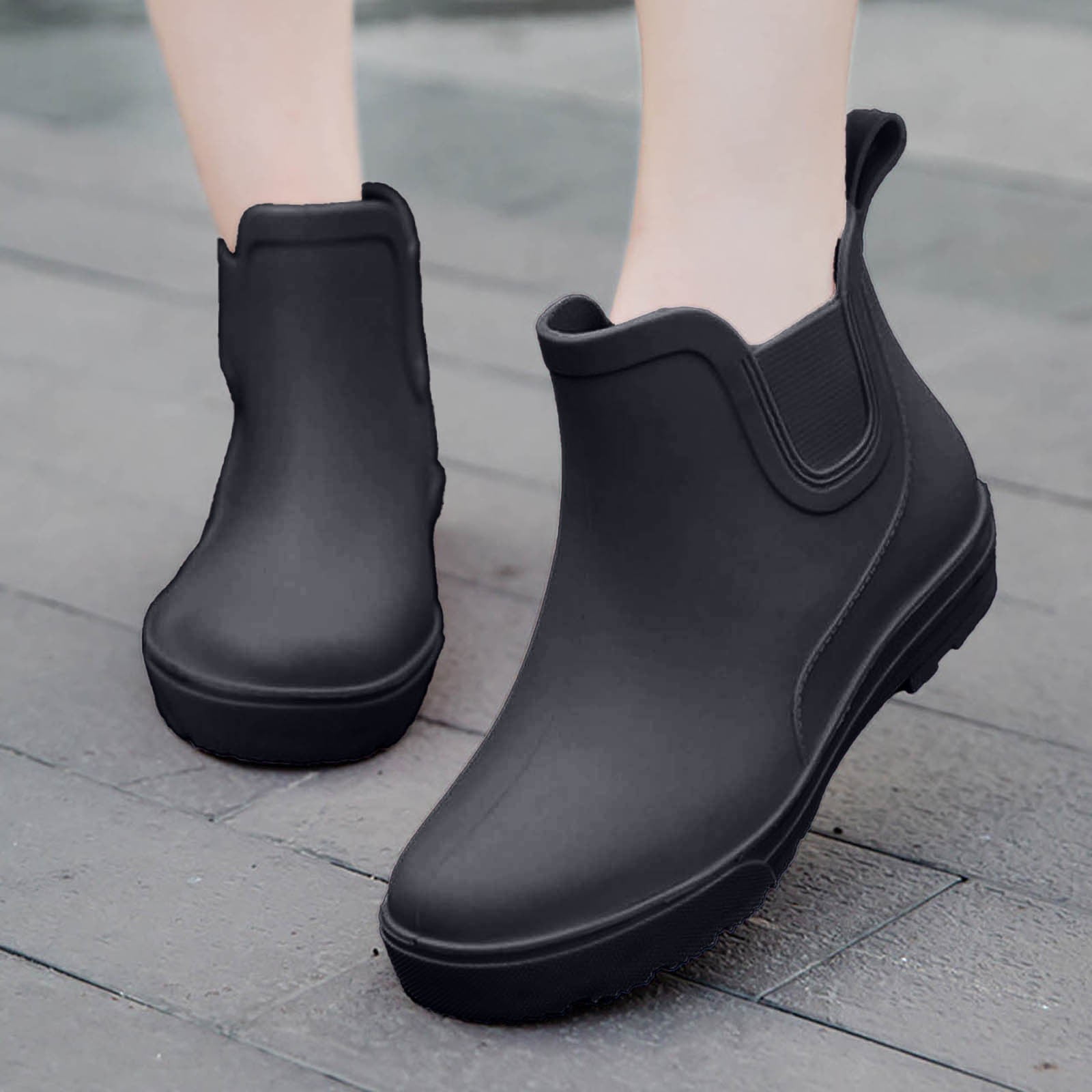 Juosiy Women's Short Rain Boots Water-proof Comfortable Insole Lightweight Stylish Ankle Outdoor Water Shoes