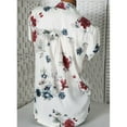 thumbnail image 6 of Women's Short Sleeve Floral V Neck Tops, KZKR Casual Tunic Blouse Loose Shirt Button Up Henley Shirt, 6 of 6