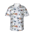 thumbnail image 1 of Fotbe Trains And Cactuse Camisa Hawaiana para Hombre Unisex – Camisa Casual de Verano con Botones de Manga Corta de Algodón y Lino,Large, 1 of 7