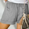 thumbnail image 6 of Sakmal Gray Shorts Women Plus Size Drawstring Mid Rise 5 Inch Inseam Solid Shorts with Pockets, 6 of 6