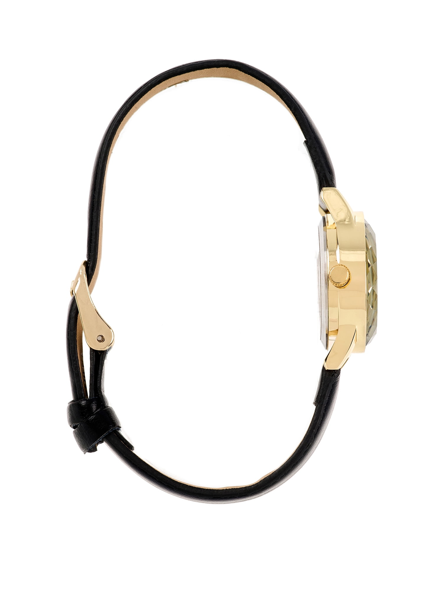 Time and Tru Women's Adult Gold Tone Cushion Case Watch with Faceted Bezel