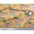 thumbnail image 3 of Soimoi Orange Poly Georgette Fabric Palm Tree, & Flamingo Bird Fabric Prints By Yard 52 Inch Wide, 3 of 3