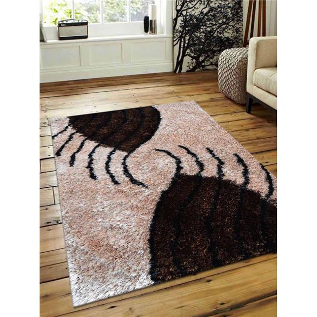 6 x 9 ft. Contemporary Hand Tufted Polyester Area Rug, Beige & Brown