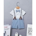 thumbnail image 2 of ZOEREA Baby Boy Clothes Suit Infant Short Sleeve Gentleman Outfits Dress Shirt+Bowtie+Suspender Shorts 0-18M, 2 of 14