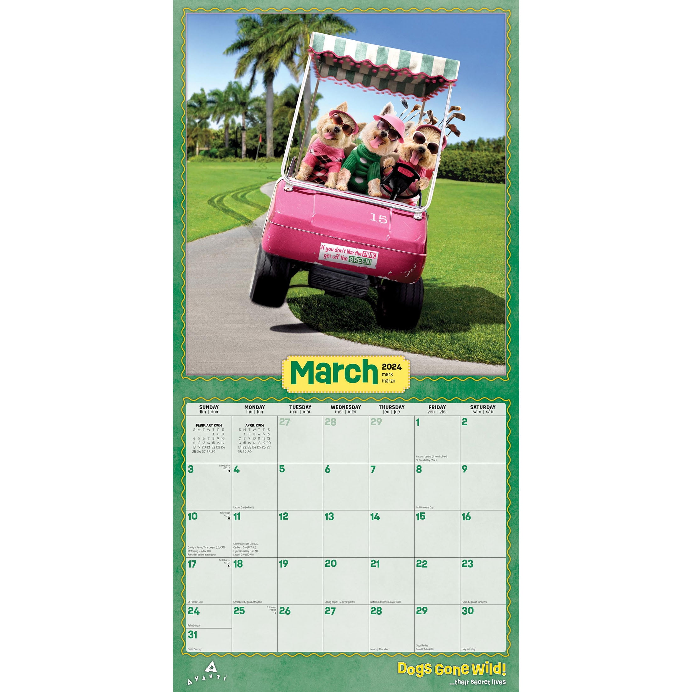Avanti Dogs Gone Wild | 2024 12x24 avanti-dogs-gone-wild-2024-12x24-hanging-wall-calendar-browntrout-walmart-com