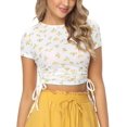 thumbnail image 1 of HTOOQ Ribbed Crop Top for Women Summer Ruched Crop Tops with Drawstring Scoop Neck T Shirts for Women, 1 of 7