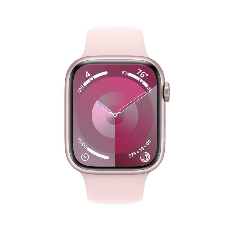 with Pink M/L Case - Pink Band GPS 45mm Apple + Sport 9 Light Series Cellular Aluminum Watch