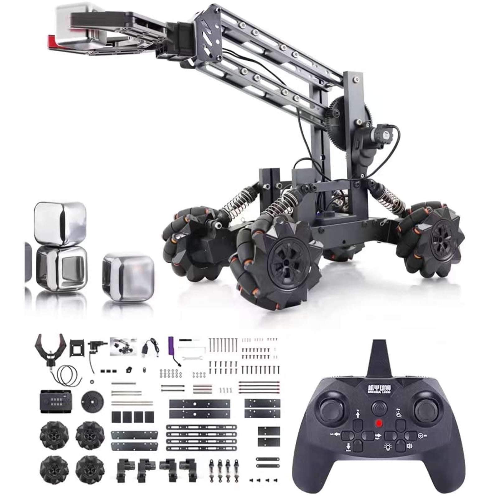 VANLINNY Robotic Arm Kits, 4 DOF DIY Educational Building Set, Rc Toy Drifting Car for Boys and Girls 8-14, Science Entry-Level for STEM Project