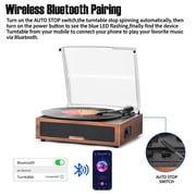 Udreamer Vinyl Record Player with Speakers,Vinyl Player Turntables for Vinyl Records, Vintage Bluetooth Turntable,Brown