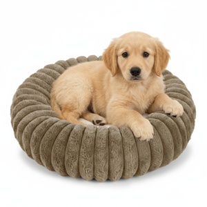 Exclusivo Mezcla Calming Donut Dog Bed, 20 inches, Khaki