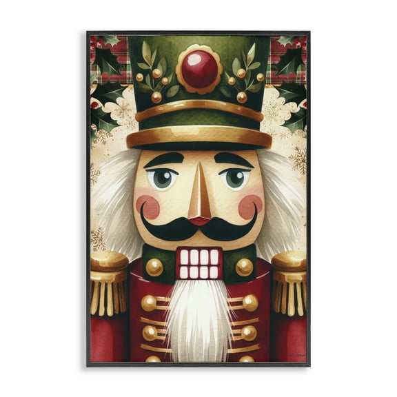 Traditional Festive Nutcracker Black Framed Giclee Art, 12 x 18, Made In USA
