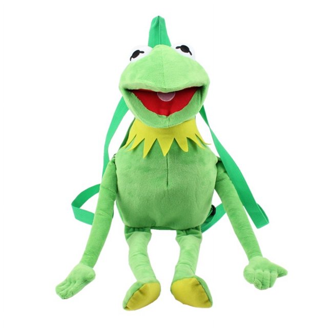 Muñeco de mano de rana divertido, mochila escolar, juguete de peluche de rana verde, muñeco de mano grande, accesorios de actuación con ventrículo
