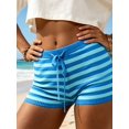 thumbnail image 4 of LMLYSoH Women's Stripe Knit Lounge Shorts Slim Fit Summer Bottoms Adjustable Drawstring Elastic Waist Casual Short Pants, 4 of 8